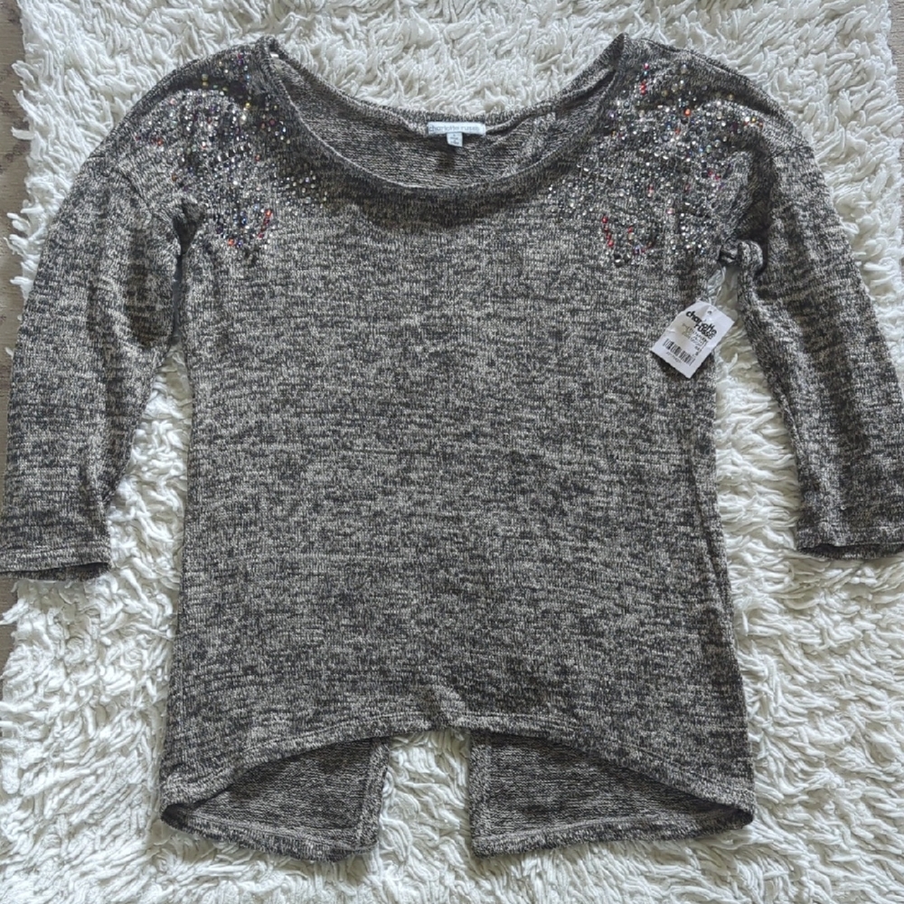 Charlotte Russe Gray Knit Rhinestone Top